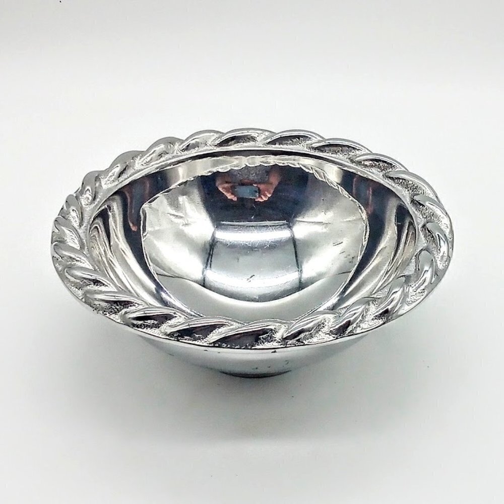 Mariposa Silver Aluminum Holloware Swizzle Sauce Dish